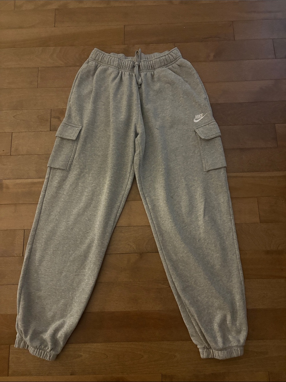 Nike Kids Light Gray Cargo Sweatpants with Drawstring